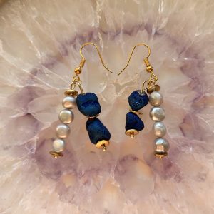 Uhani Druzi ahat in Sladkovodne perle