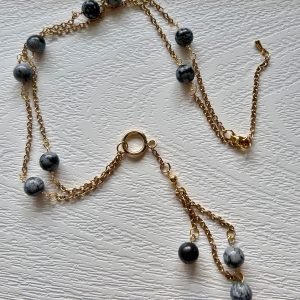 Verižica Snežni Obsidijan